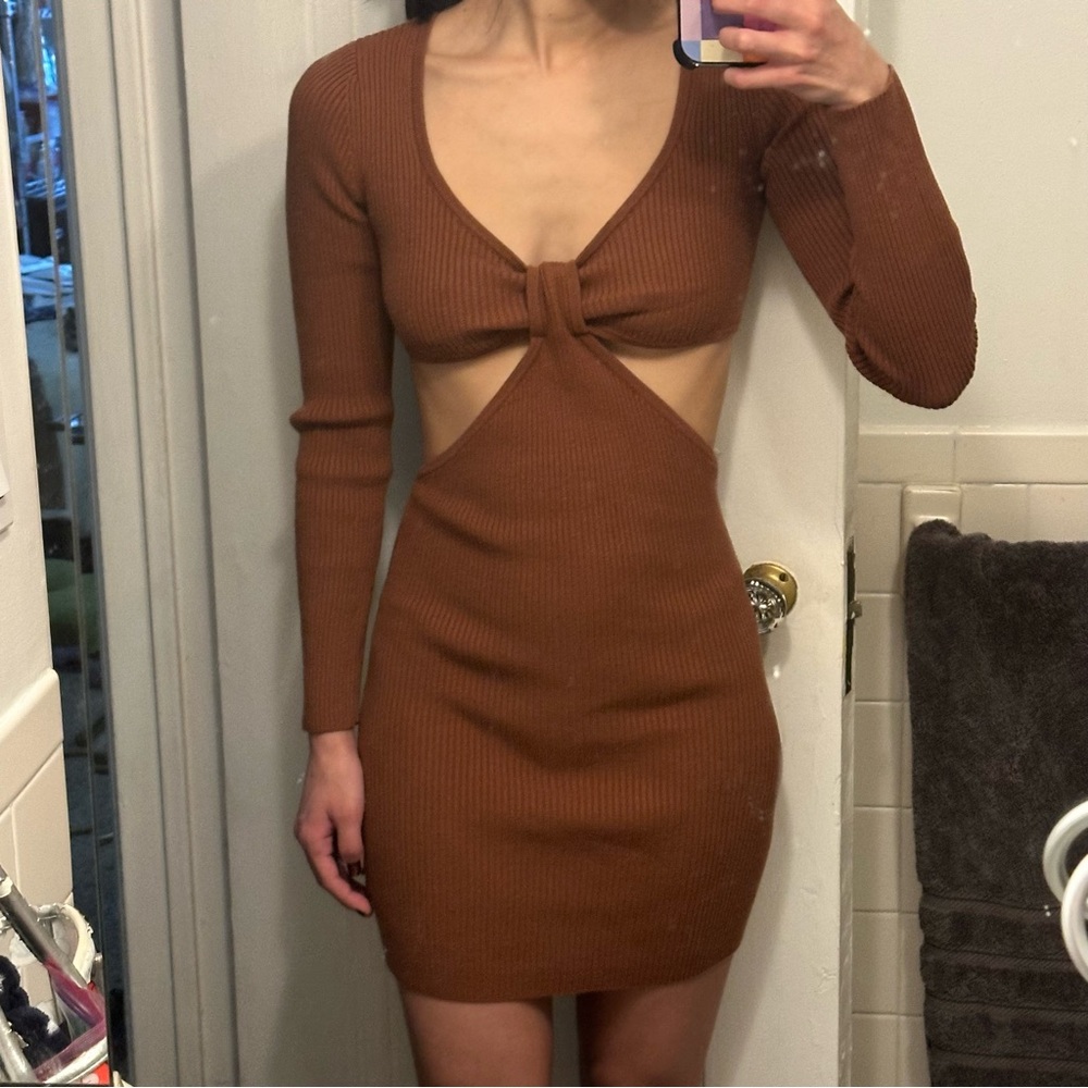 Cotton Candy LA Brown Cut-Out Dress